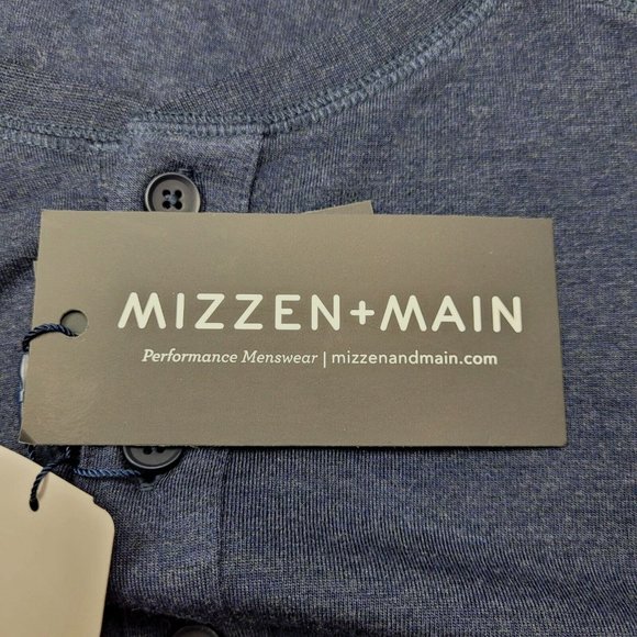 Mizzen + Main Easy Knit Henley Shirt Men's Size XL Navy Blue Heather NWT - Picture 6 of 7